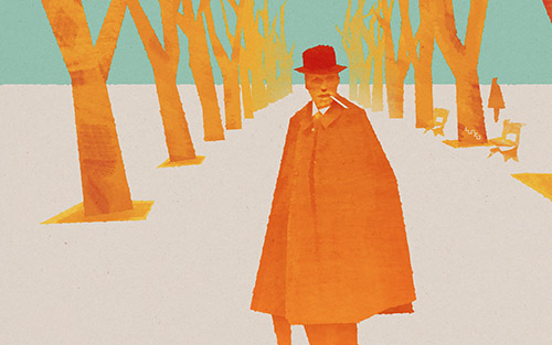 Man in cap, by Eduardo Suazo. Digital illustration inspired by Henri Cartier Bresson's photography