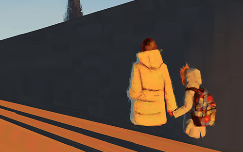 Mirando al futuro. Digital illustration by Eduardo Suazo