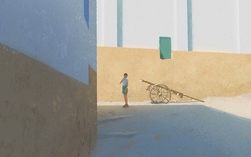 Salerno, by Eduardo Suazo. Digital illustration inspired by Henri Cartier Bresson's photography and Sorolla