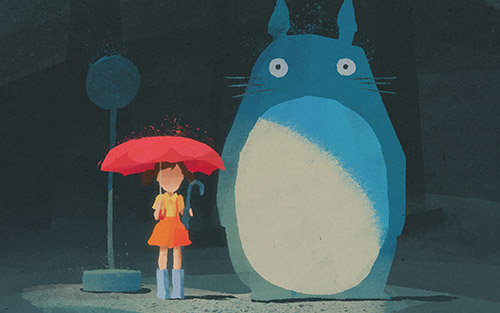 My neighbor Totoro, by Eduardo Suazo. Fan art digital illustration inspired by Studio Ghibli